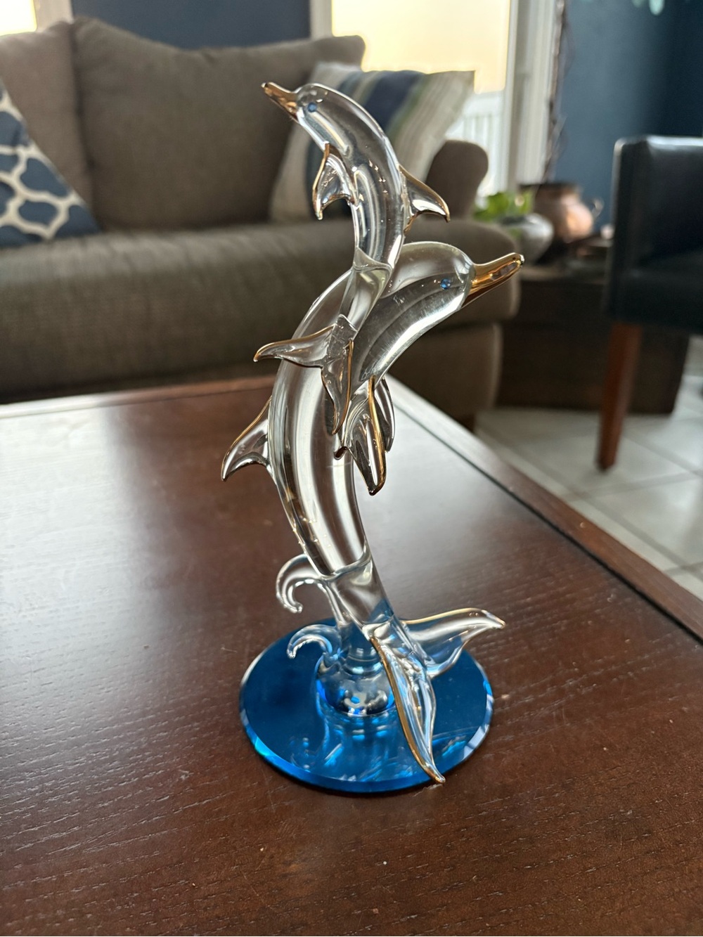 Glass Baron dolphin statue figurine